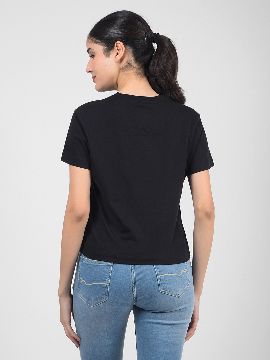 Numero Uno Women Solid Black Regular Fit T-Shirt